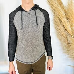 MENS OCEAN CURRENT Two Tone Dark Light Grey Henley Baseball Tee T Shirt Hoodie M